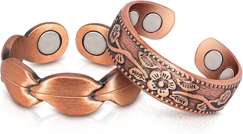 Auramag Copper Band for Women, Magnetic Bands with 3500 Gauss Magnets, 99.99% Pure Copper Jewelry with Gift Box - Image 1